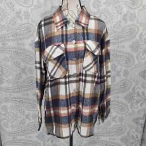 Lumberjane brushed flannel shacket plaid long sleeve Size Large Flannel
